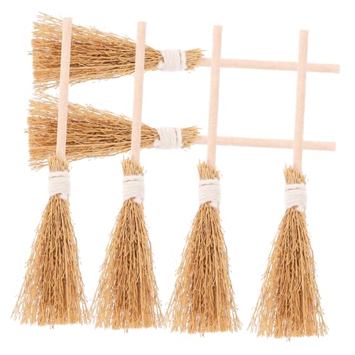 ERINGOGO 6 Stück Teiliges Miniatur Hexenbesen Dekorationen Natürliche Reisigbesen für Halloween Party Requisiten für Miniaturhäuser und DIY Projekte von ERINGOGO