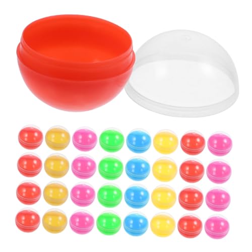 ERINGOGO 60 Stück Bunte Durchscheinende Kunststoffkapseln Leere Nachfüllbare Runde Spielkugeln für Partygeschenke Kinderpreise Süßigkeitenbehälter Geeignet für Automaten und Tombola von ERINGOGO
