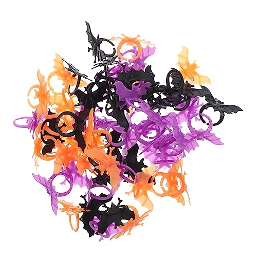 ERINGOGO 60 Stück Fledermausring Halloween-kinderring Halloween-spielzeugring Lustig Halloween-partygeschenke Gruselig Klein Halloween-finger Schmuck Festring Trick Schläger Plastik von ERINGOGO