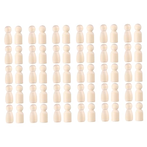 ERINGOGO 60Stücke Holzfiguren für DIY Kunsthandwerk Unfertige Holzsteckpuppen Natürlichem Farbton Männliche und Weibliche Figuren zum Bemalen und Kreativen Gestalten von ERINGOGO
