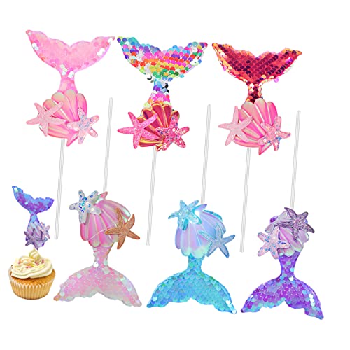 ERINGOGO 6Stücke Meerjungfrau Cupcake Toppers Dem Meer Kuchendekoration für Geburtstagsfeiern Robuste und Sichere Pailletten Topper für Wunderschönes Design Einfach zu Verwenden ERINGOGO 6Stücke Meerjungfrau Cupcake Toppers Dem Meer Kuchendekoration für Geburtstagsfeiern Robuste und Sichere Pailletten Topper für Wunderschönes Design Einfach zu Verwenden von ERINGOGO