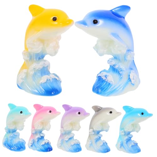 ERINGOGO 7 Stück Miniature Dolphin Figuren Teiliges Resin Deko für Mikro Landschaften Süße Statuen für Mini Bonsai und Tischdekorationen für Kreative Dekorationen von ERINGOGO