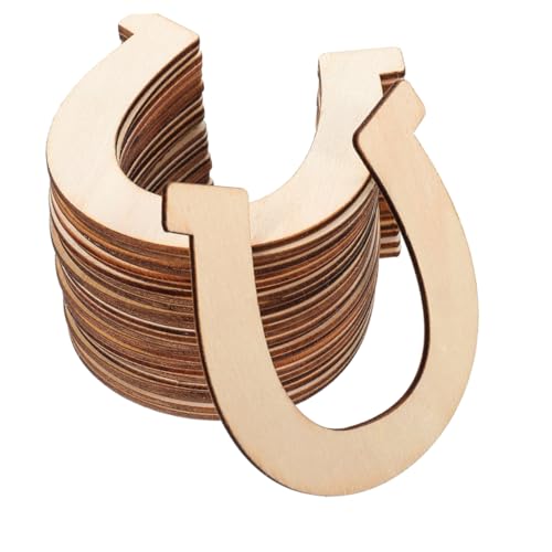 ERINGOGO 72 Stück DIY Holz anhänger Hufeisenausschnitt für das Handwerk glückliche hängende Ornamente Hufeisenverzierung handbemalte Holzscheiben leere Holzscheiben Beige von ERINGOGO