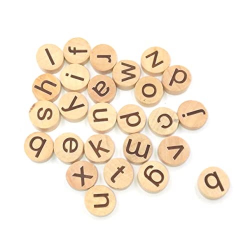 ERINGOGO 78 Stück Holz Alphabet Buchstaben Rund Kleine Buchstaben Pädagogisches Handwerksmaterial Umweltfreundliche Holzscheiben für Kreatives Basteln von ERINGOGO