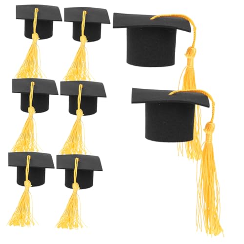 ERINGOGO 8 Stück Absolvent Kuchendeckel grad party tischdekorationen Grad Party Cupcake Topper Rosa Grad Cupcake Topper Kuchen -Topper grad kuchen Cupcake -Topper Polyester Gelb von ERINGOGO