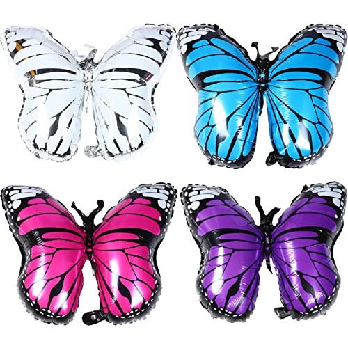 ERINGOGO 8 Stück Schmetterling Luftballons Folienballons für Geburtstagsfeiern Hochzeiten und Themenpartys Blaue Silberne und Ballons Deko für Unvergessliche von ERINGOGO