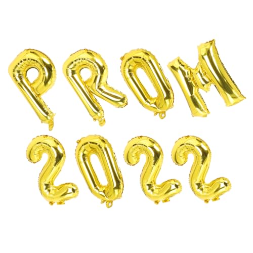 ERINGOGO 8 Stück Teiliges Ballon Set Graduation Party Dekoration mit Goldfarbenem Prom Design Buchstaben und Zahlenballons Abschlussfeier Deko für Schule Festival und Fotohintergrund von ERINGOGO