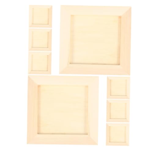 ERINGOGO 8 Stück Teiliges Holz Bilderrahmen Kinderfreundlich zum Basteln und Bemalen Naturbelassen für DIY Foto und Kunstprojekte für Mädchen und Kinderzimmer Dekoration von ERINGOGO