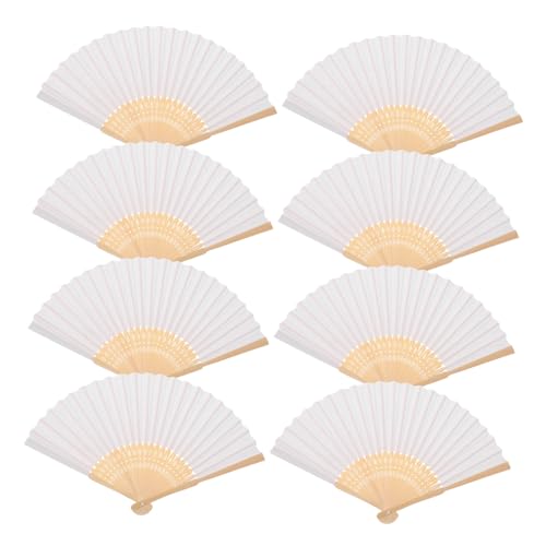 ERINGOGO 8 Stück Teiliges Weiße Faltbare Papierfächer aus Handliche DIY Handfächer für Sommerkühlung und Kreative Klassenraumaktivitäten von ERINGOGO