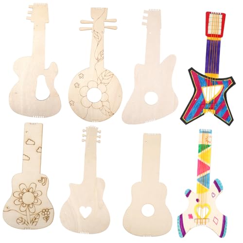 ERINGOGO 8 Stück Unbemalte Holzgitarren Teiliges für Bastelarbeiten Robuste Holzformen zum Dekorieren von Wänden Türen für Diy Projekte für Partys und Bastelstunden von ERINGOGO