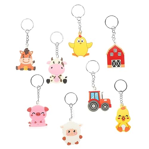 ERINGOGO 8Stücke Niedliche Cartoon Tieranhänger mit Bauernhofmotiv Schlüsselanhänger zum Aufhängen an Taschen und Rucksäcken Perfektes für Kindergeburtstage und Anlässe von ERINGOGO
