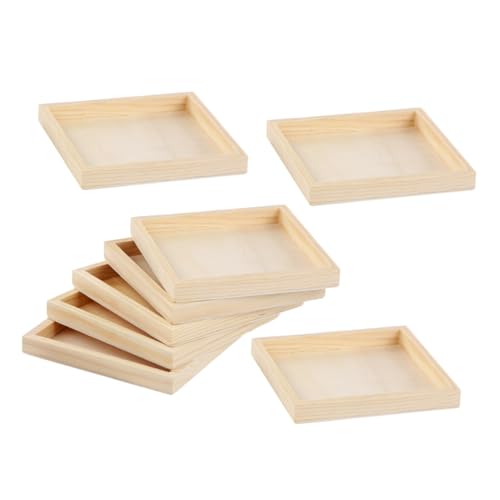 ERINGOGO 8stücke Holztablett Für Blockpuzzles Kleines Puzzletablett Aus Unbehandeltem Holz Quadratisches Tablett Zum Sortieren Von Holzbastelblöcken Montessori-tablett Aus Holzblöcken von ERINGOGO