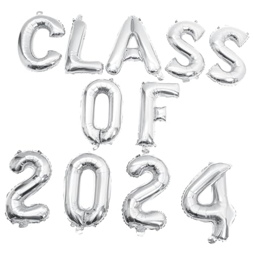 ERINGOGO Ballon Set aus Aluminiumfolie Wiederverwendbare Graduation Party Deko Silberner Class Of Banner Leichte Wand und Fensterdeko für Abschlussfeier und Klassenzimmer ERINGOGO Ballon Set aus Aluminiumfolie Wiederverwendbare Graduation Party Deko Silberner Class Of Banner Leichte Wand und Fensterdeko für Abschlussfeier und Klassenzimmer von ERINGOGO