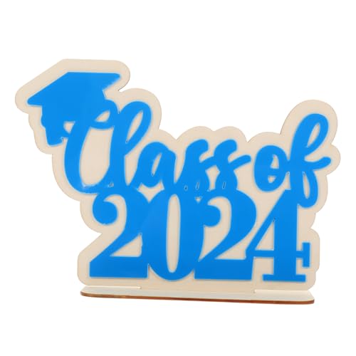 ERINGOGO Dekorationen für die Abschlusssaison Party Abschlussfeier Tisch Mittelstücke Glücklich Grad Tischdekoration erste Abschlussdekoration Abschluss-Holzdekoration Grad Holzschild Blau von ERINGOGO