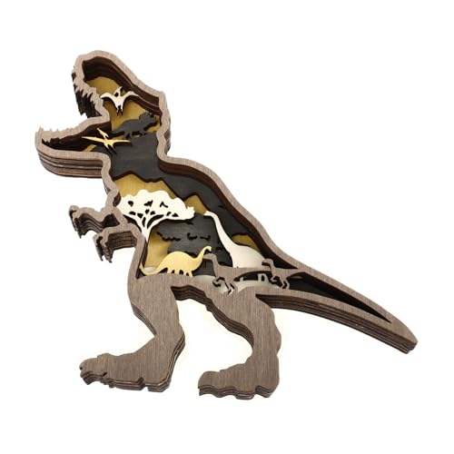 ERINGOGO Dinosaurier Holzschnitzerei Dekoration Für Zuhause Handgefertigter Tischdeko Aus Hochwertigem Holz Für Wohnzimmer Schlafzimmer Und Partys von ERINGOGO