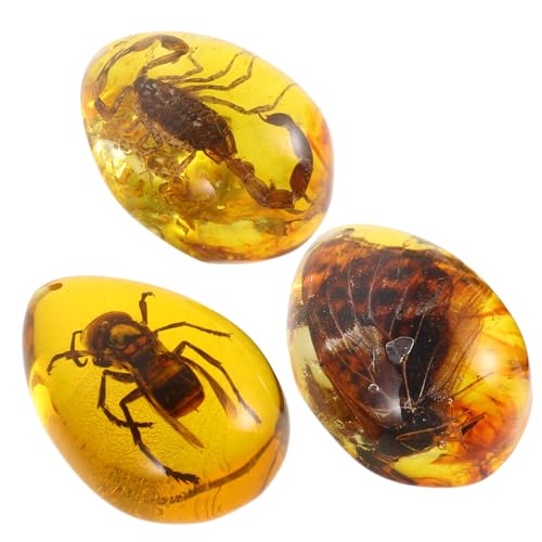 ERINGOGO Einzigartiges Insekten-Bernstein- Für 3-teiliges Harz-proben-Ornament Schmetterling Biene Halsketten- von ERINGOGO