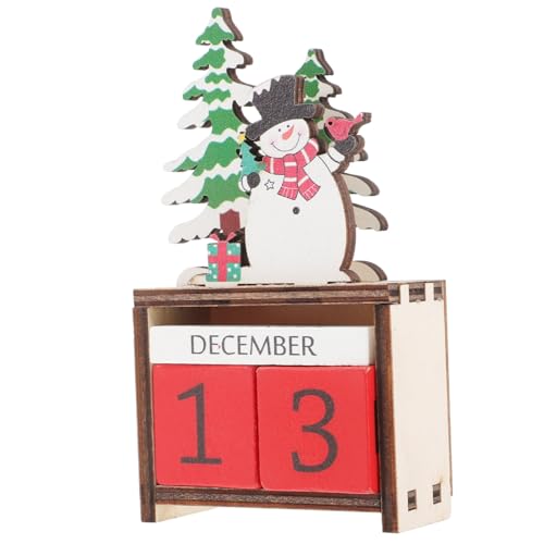 ERINGOGO Exquisiter Holz Adventskalender Schneemann Robustes Weihnachts Tischdeko Ornament Langlebiger Desktop Kalender für Festliche Dekoration zu Weihnachten und Neujahr Gestaltetes von ERINGOGO