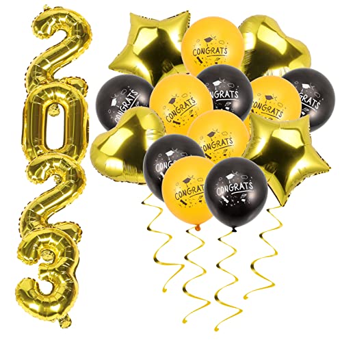 ERINGOGO Graduations Luftballons Aluminium Folienballons Gold Schwarz mit Sternen und Herzen Wiederverwendbare Deko für Klassenraum Abschlussfeier Party ERINGOGO Graduations Luftballons Aluminium Folienballons Gold Schwarz mit Sternen und Herzen Wiederverwendbare Deko für Klassenraum Abschlussfeier Party von ERINGOGO