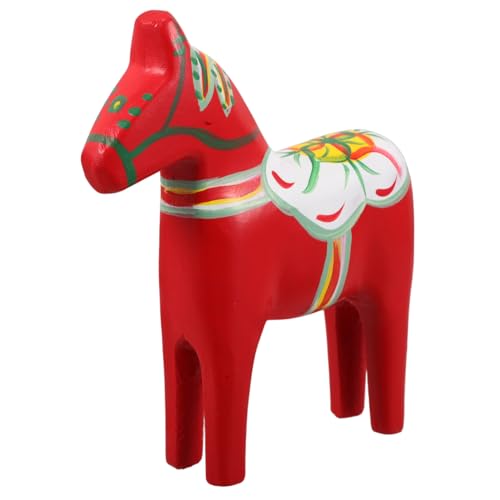 ERINGOGO Handbemalte Dalapferd Holzfigur Rot Nordische Deko Skulptur Wohnzimmer Wohnzimmer für Pferdeliebhaber und Festliche Jahreszeiten von ERINGOGO
