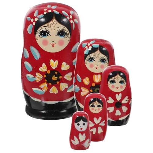 ERINGOGO Handbemalte Holz Russische Puppen Russische Nesting Toys Bunte Handgefertigte Holzfiguren Pädagogisch für Dekorative Sammlerobjekte von ERINGOGO