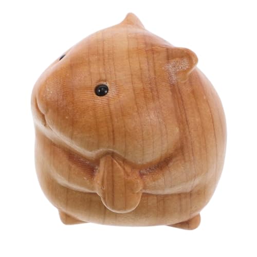ERINGOGO Handgefertigte Holzfigur Hamster Exquisite Tier Skulptur Aus Holz Für Desktop Dekoration Detaillierte Holzschnitzerei Hamster Statue von ERINGOGO