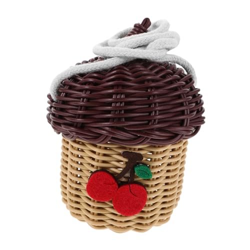 ERINGOGO Handgefertigte Mini Kindertasche aus Imitations Rattan Eichelform Handgewebte Umhängetasche Vielseitig als Wanddeko und Aufbewahrung Leicht und Robust für Ausflüge und von ERINGOGO