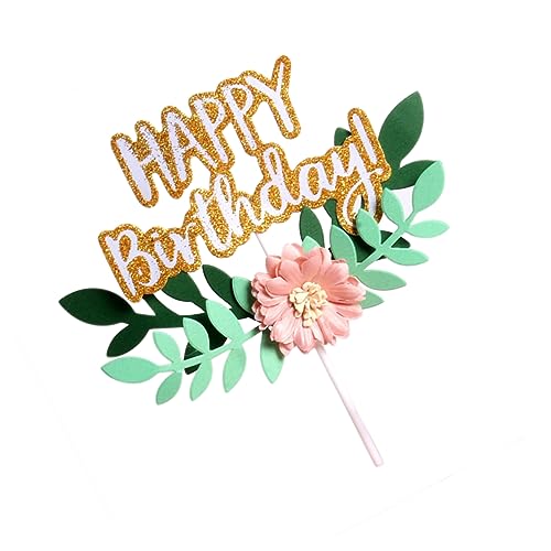 ERINGOGO Happy Geburtstagsblätter Blumenblätter Cake Topper Dekoration Für Kuchen Einsatz Für Tortendeko Mit Stab Für Geburtstagsfeiern Und Feiern ERINGOGO Happy Geburtstagsblätter Blumenblätter Cake Topper Dekoration Für Kuchen Einsatz Für Tortendeko Mit Stab Für Geburtstagsfeiern Und Feiern von ERINGOGO