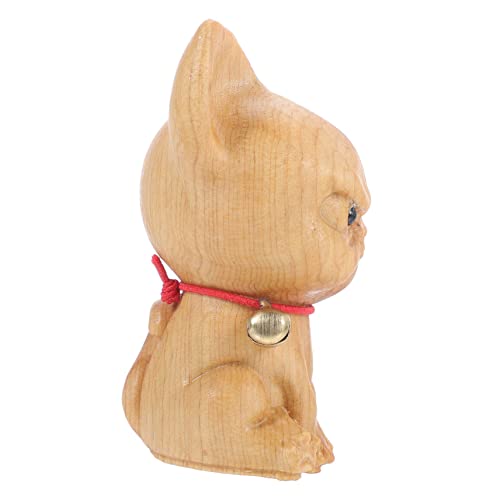 ERINGOGO Holz Geschnitzte Bulldogge Figur Tierskulptur Für Schreibtischdekoration Und Handgefertigte Holzverzierung Geschenkidee von ERINGOGO