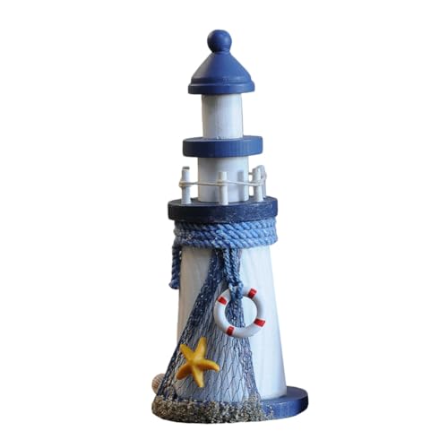 ERINGOGO Holz Leuchtturm Deko Mediterraner Stil Nautische Tischdekoration aus Robustem Holz für Wohnzimmer Kinderzimmer Babyzimmer Küsten Wohnaccessoires von ERINGOGO