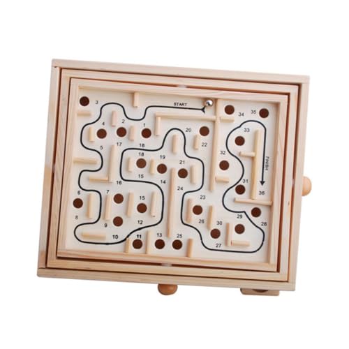 ERINGOGO Holzperlen Labyrinthspielzeug aus Sicherem Naturholz Pädagogisches Balancespiel für Erwachsene Fördert Geduld Logisches Denken und Problemlösungsfähigkeiten von ERINGOGO