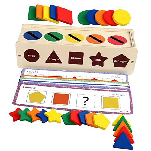 ERINGOGO Holzspielzeug Formen Sortierbox Montessori mit Bunten Greifblöcken Pädagogisches Aktivitätsspielzeug für Farb und Formerkennung Robustes Lernspielzeug für Kleinkinder Fördert von ERINGOGO