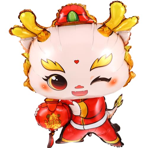 ERINGOGO Jahr Des Drachen Luftballon Aluminiumfolie Partydeko für Frühlingsfest Familienfeier Robust Platzfest Wiederverwendbar Einfache Befüllung und Vielseitig Einsetzbar von ERINGOGO