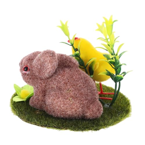 ERINGOGO Kaninchenanzug-Requisiten künstlicher Hase beflockte Hasenfigur Osterhasen-Statue hasenfiguren Animal Figures Easter Chicks Hasendeko Tischhase Cartoon-Kaninchenfiguren Beflockung von ERINGOGO