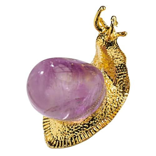 ERINGOGO Kristall Schneckenfigur Kreative Tischdekoration aus Natürlichem Amethyst mit Goldener Unterlage Wohndekoration für Zuhause oder Büro Langlebig von ERINGOGO