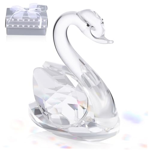 ERINGOGO Kristall Schwan Deko Ornament aus Premium Kristall Kreative Wohnkultur für Wohnzimmer und Büro Vielseitige Desktop Dekoration und Geschenkidee zum Einzug Stilvolles Glasfigur von ERINGOGO
