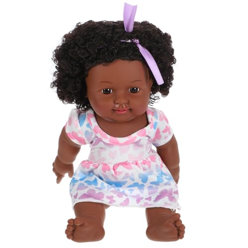 ERINGOGO Lebensechte Afrikanische Babypuppe Dunkelhäutige Puppen für Abnehmbare Kleidung Waschbar Realistische Simulation von ERINGOGO