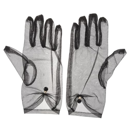 ERINGOGO Leichte Atmungsaktive Damen Sonnenschutz Gartenhandschuhe aus Netzstoff Dehnbar Rutschfest Vielseitig für Outdoor Gartenarbeit Hausarbeit Angeln DIY Schwarze Spitze von ERINGOGO
