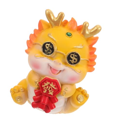 ERINGOGO Maskottchen-Drachen-Ornamente Drachentierskulptur Drachenstatue Drachenskulptur Sternzeichen Drache Figur Plüsch Jahr des Drachenmaskottchens Drachenspielzeug Glückstierstatue Harz von ERINGOGO