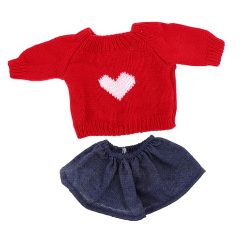 ERINGOGO Plüschspielzeug Kleidung für Hase Puppe Rotes Herz Pullover Cartoon Puppenoutfit Rollenspiel Zubehör für Vielseitige Spielanlässe von ERINGOGO