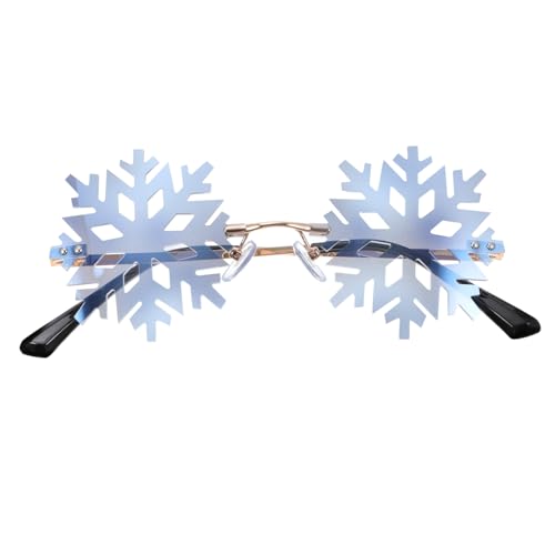 ERINGOGO Randlose Schneeflocken Sonnenbrille Goldrahmen Lustige Partybrille für Weihnachten Karneval und Fotorequisite Unisex Modell von ERINGOGO