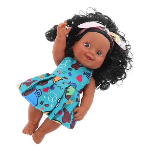 ERINGOGO Realistische Puppe Mädchen Afro Locken Vinyl Weichkörper Simulation Lebensechte Babypuppe Bewegliche Glieder Mit Kleidung Für Kinderzimmer Und Puppenspielzeug Zufällige Farbe von ERINGOGO
