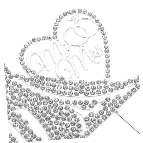 ERINGOGO Romantischer Mr Mrs Cake Topper Hochzeitstorte Dekoration Leichter Tortenstecker für Verlobung und Brautparty Sichere Party Cupcake Deko mit Edlem Silber Finish von ERINGOGO