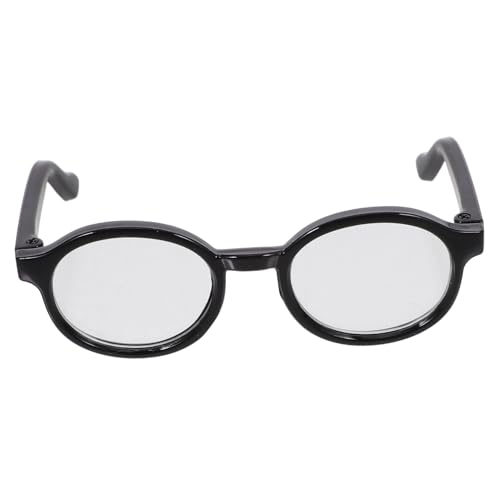 ERINGOGO Runde Puppenbrille Schwarzer Rahmen mit Transparenten Gläsern Dekorative Brille für Puppen Vielseitiges DIY Kostüm Accessoire für Puppenkleidung und Bastelprojekte von ERINGOGO