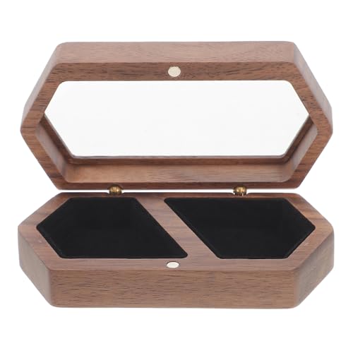 ERINGOGO Rustikale Holz Schmuckschatulle mit Magnetverschluss Elegante Doppelkammer Ringschachtel für Hochzeit Tragbare Geschenkbox für Verlobungsringe und Schmuckaufbewahrung von ERINGOGO