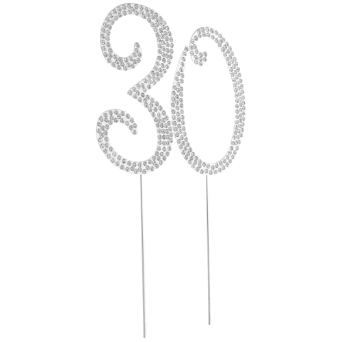 ERINGOGO Silber Glitzer Kuchenstecker mit Strass Geburtstag und Jubiläum Tortendeko Wiederverwendbar Einfach Einzufügen Eleganter Party Kuchen Topper für Geburtstagstortendekorationen von ERINGOGO