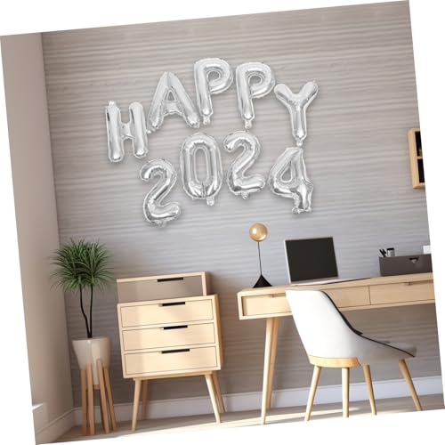 ERINGOGO Silberne Aluminium folienballons Happy Party Dekoration Große Metallic Luftballons Robust Platzfest für Neujahrsfeier Zubehör von ERINGOGO