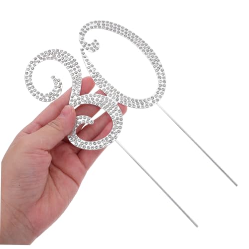 ERINGOGO Silberner Birthday Cake Topper mit Funkelnden Strasssteinen Stabile und Wiederverwendbare Jubiläums-dekoration für Geburtstags Jubiläumskuchen Elegante Party-deko von ERINGOGO