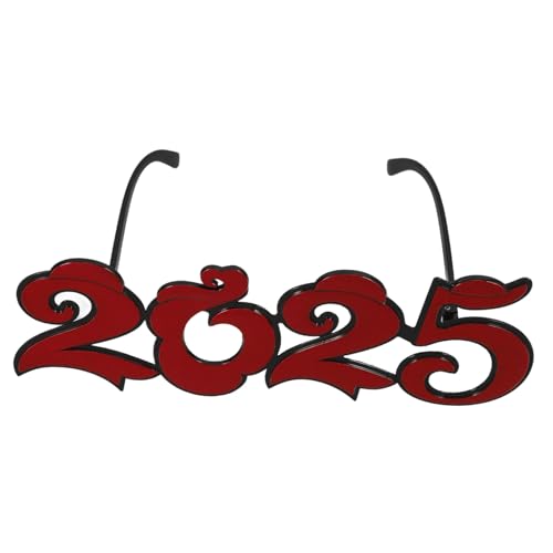 ERINGOGO Silvester Partybrille mit Zahlen Design Rote Neujahrs Photo Brille Lustige Eyewear für Erwachsene Bequemes Tragen als Foto Requisite und Silvester Deko von ERINGOGO
