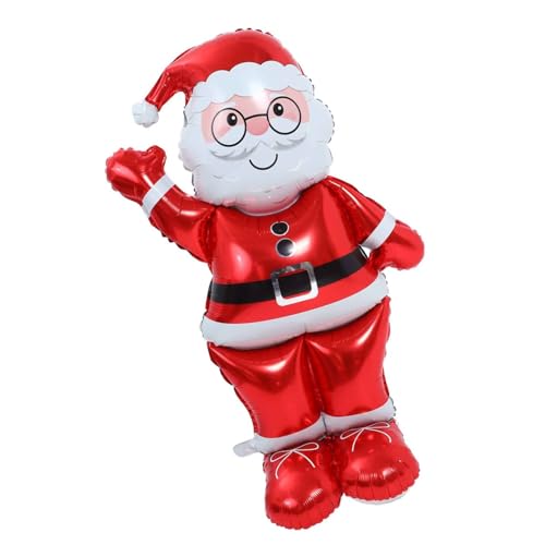 ERINGOGO Stehender Weihnachtsmann Folienballon Wiederverwendbar Aluminiumfilm Riesen Weihnachtsdeko Aufblasbar Für Weihnachtsfeiern Indoor Outdoor von ERINGOGO