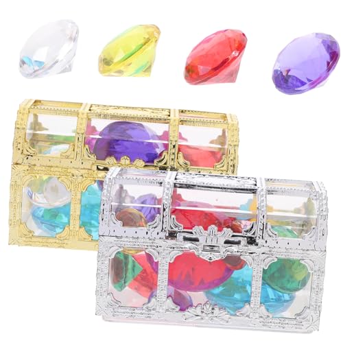 ERINGOGO Tauchdiamanten Pool Bunte Kunststoff Edelsteine mit Schatzkisten für DIY Schatzsuche Hochzeit Party Dekoration und Sicher von ERINGOGO